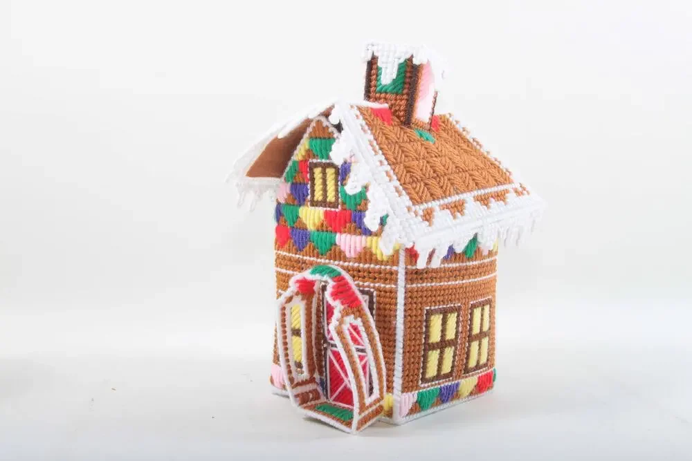 Plastic Canvas Christmas House Toy House Multicolored Patterns Christmas Home